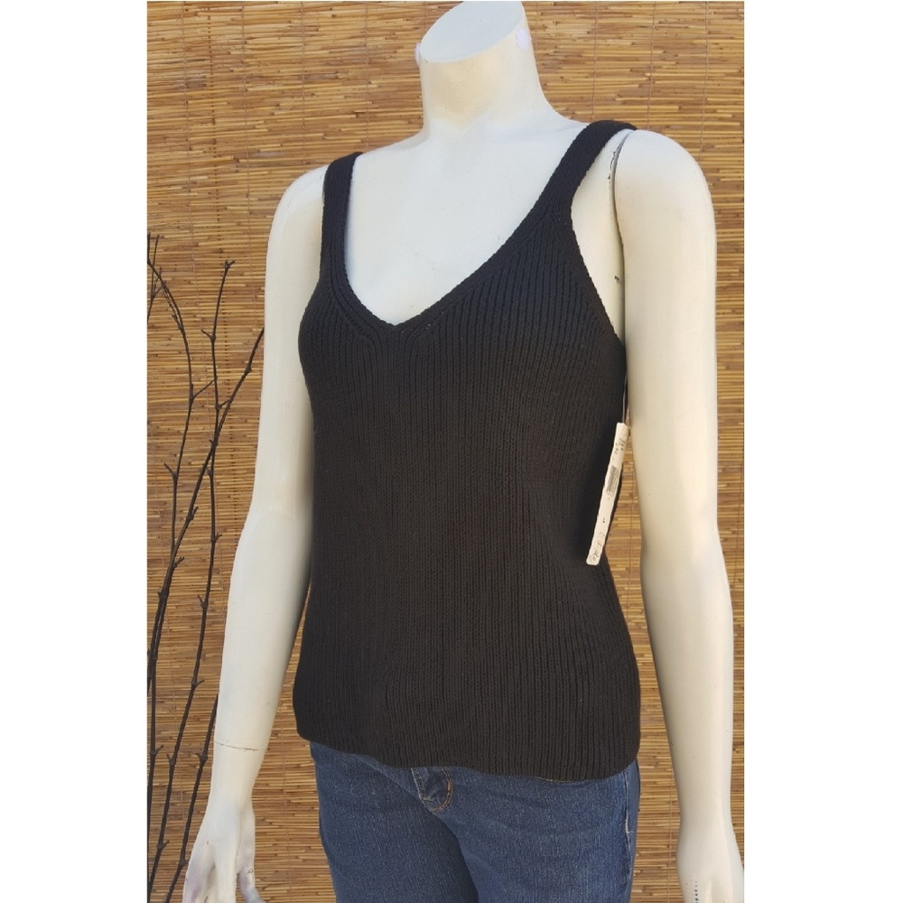 New Jones New York Knit Sweater Tank Top Black